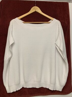 ❤️ PLANET by LAUREN G one size white cotton boatneck sweater-vest great for fall